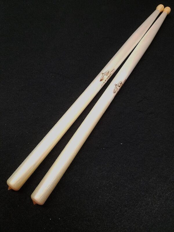 Designer Corp Drumsticks- Clear X-Grip, Metallic White Shaft , Hickory- Ball tip
